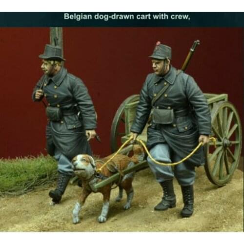 1/35 Belgian Dog-drawn Cart with Crews Resin figure Model kits Miniature gk Unassembly Unpainted