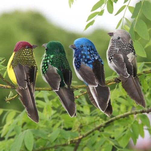 Small Realistic Feather Bird Figurine Model Artificial Foam Sparrow with Clip for Rustic Wedding Home Garden Decoration
