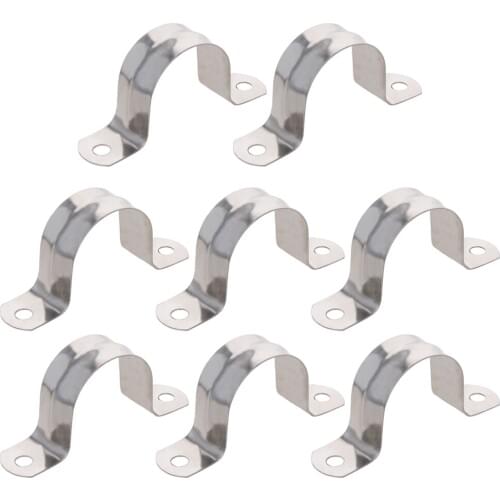 MroMax 2/4/5/8/10/20/50/100pcs Metal Pipe Clamps Stainless Steel 25/27/32/35/40/50/60mm Polished Installation Hole Diameter 6mm