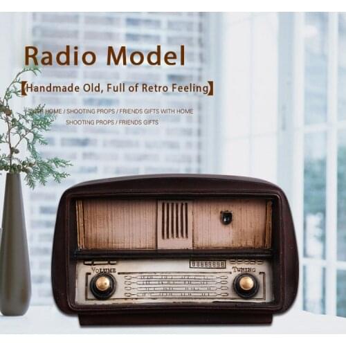 Europe style Resin Radio Model Retro Nostalgic Ornaments Vintage Radio Craft Bar Home Decor Accessories Gift Antique Imitation