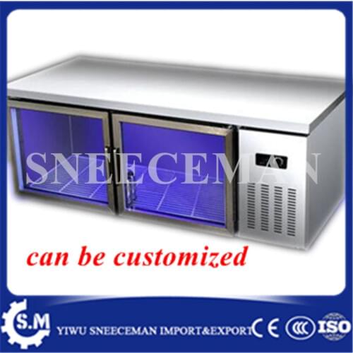 1.2 glass cold storage and freezing freezer machine commercial freezer counter cabinet kitchen flat cold console