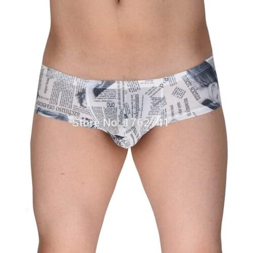 Mens Newspaper Bikini Boxer Underwear Cheeky Boxers Big Cut Micro Boxers