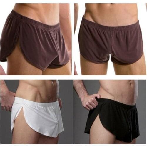 Best Nylon Ice Silk Lounge Spandex Trunks Mens Trunks Sexy sissy panties Men Boxers Shorts Home Sleepwear Gay underwear