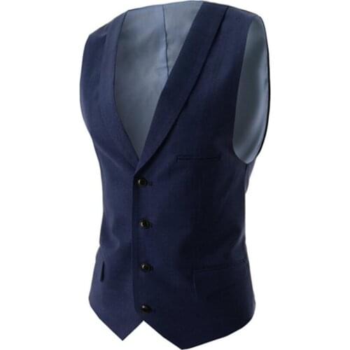 Navy Blue Suit Vest Singest Breasted Buttons Designer Waistcoats Men Jackets Sleeveless Cotton Slim Fit Casual Spring Autumn