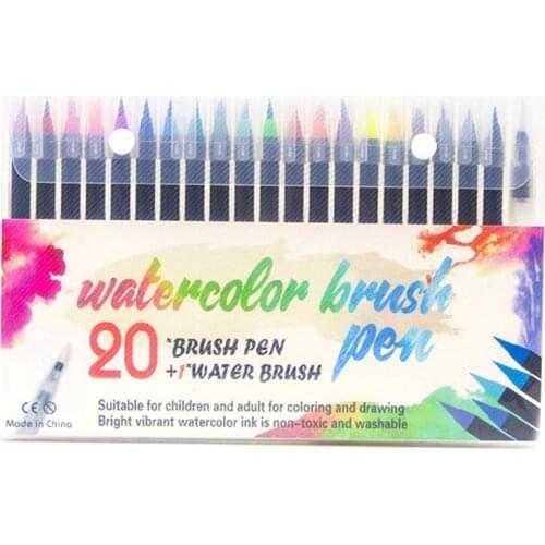 20 Color Watercolor Pen Set Painting Pen Environmental Protection Art Watercolor Soft Head Pen Watercolor Pen Coloring Tap Water