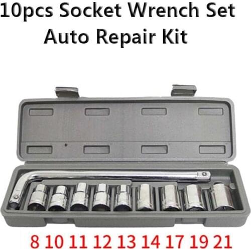 Free Shipping 10pcs Socket Wrench Set Mechanical Vehicle Repairing Tool Home Combination Hardware Auto Repair Kit G11-1026