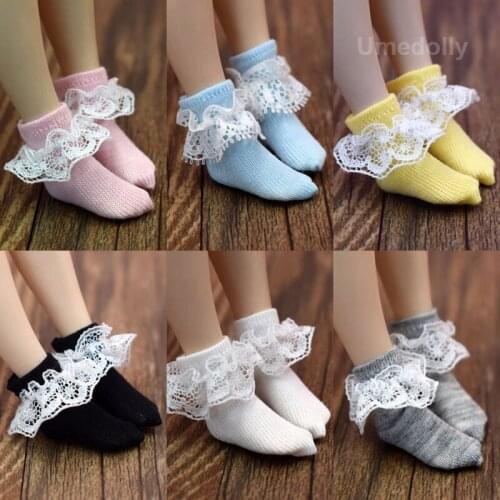 New 1 Pair Blyth Doll Short Socks fit for Licca, Azone, Redberry, Momoko, Barbies Lacy Socks Doll Clothes Accessories