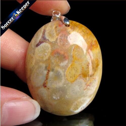 New Classic Hot Natural Healing Crinoid Fossil Gem Stone Pendant Necklace For Women And Men Chrysanthemum Stone Jewelry HS318