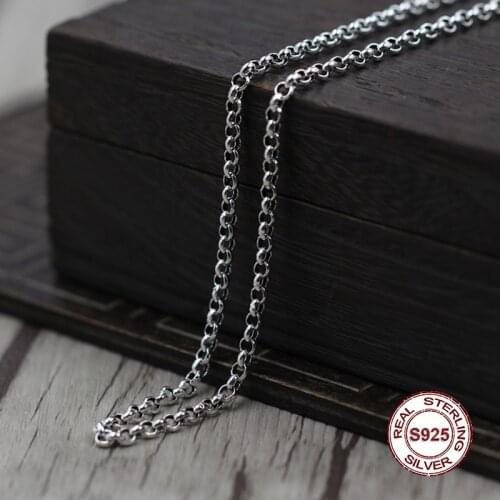 S925 sterling silver necklace retro personality fashion styling punk style circle simple wild couple sweater chain new hot