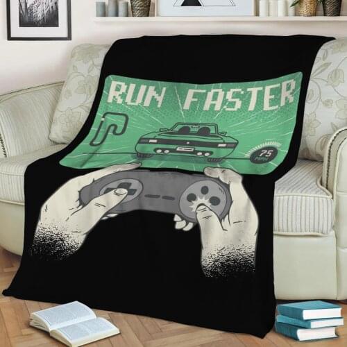 Gaming Design Throw Blanket Print on Sherpa Blankets Soft for Sofa Customized DIY Plush Thin Quilt