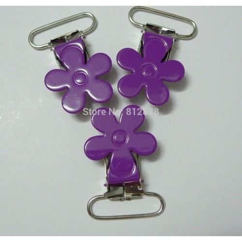 25pcs Purple Color Flower Suspender Clips