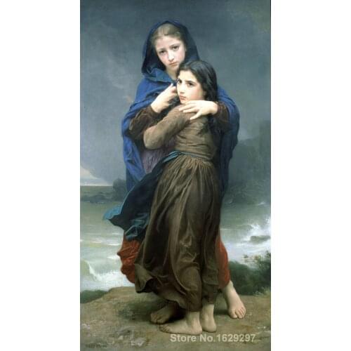 Portrait Woman painting William Adolphe Bouguereau Far from home handmade canvas art High quality
