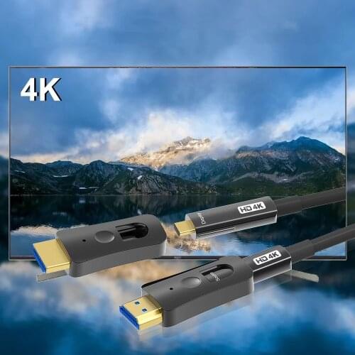 With Dual Micro HDMI and Standard HDMI Connector Fiber Optic Cable Supports 4K@60Hz 18Gbps HDR 4:4:4 HDCP2.2 ARC 3D Dolby Vision
