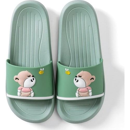 New Lovely Cartoon Bears Girls Indoor Slides Home Flat Men/Womens PVC Soft Non-slip Bathroom Slippers