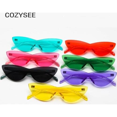 New Fashion Trend Cool Rimless Shield Style Cat eyes Sunglasses Tint Ocean Lens Brand Design Sun Glasses Oculos De Sol