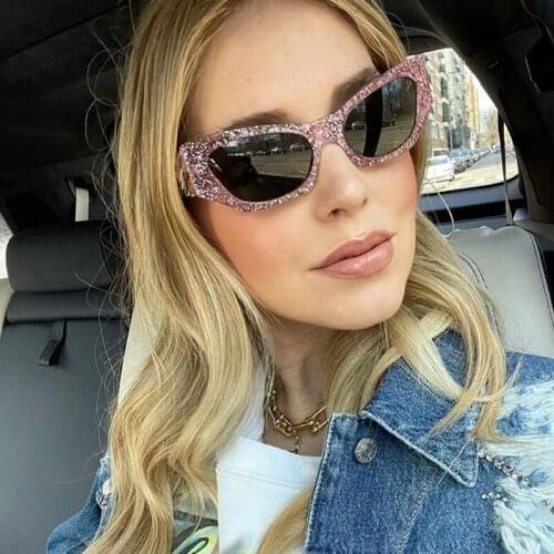 Brand Design Cat Eye Shades Sunglasses Women Men Traveling Shining Crystal Sun Glasses for Woman Glasses Oculos zonnebril dames