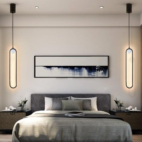 Modern Led Pendant Light Small Black Bedroom Living Room Decoration Kitchen Bedside Aluminum Hanging Interior Lighting Fixture
