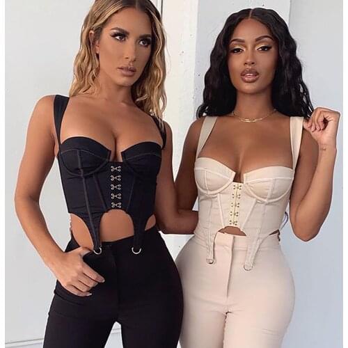 TOPMELON Womens Bustier Bra Cropped Top Vest Plus Size Zipper Push Up Corset Sexy Tanks Camis Night Club Party Fashion Lady