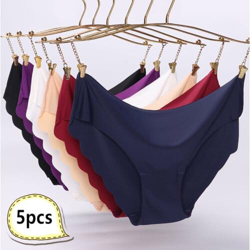 5Pcs/Lots Sexy Panties For Women Briefs Set Seamless Lingerie Solid Mid-Waist Cotton Panty Female Underpants Underwear