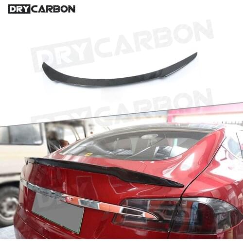Carbon Fiber Rear Spoiler for Tesla Model S Sedan 60 70 75 85 90 D P85D P90D P100D 2012 - 2019 FRP V Style Boot Trunk Wings
