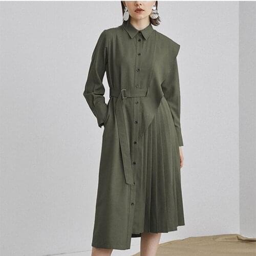 High-end plus size French ladies dress 2021 new spring autumn dress design sense long dress ruffled irregular dress women s83