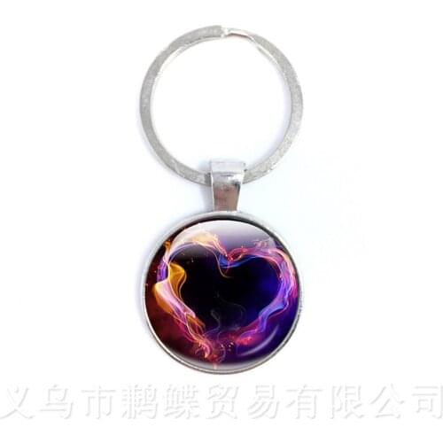 1Piece Nebula Space Keychains Starry Outer Space Universe Art Pattern Glass Gem Keyring Gift For Women Men