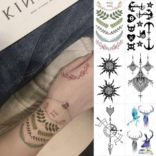 3D Waterproof Temporary Tattoo Sticker Leaf Line Flash Tatoo Woman Green Child Kid Cute People Halloween Body Art Fake Tatto Man