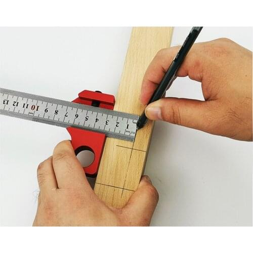 45 Degree Angle scribe Carpenter Gauge Steel Ruler Adjustable Fixed Block Gauge Woodworking Line Scribe