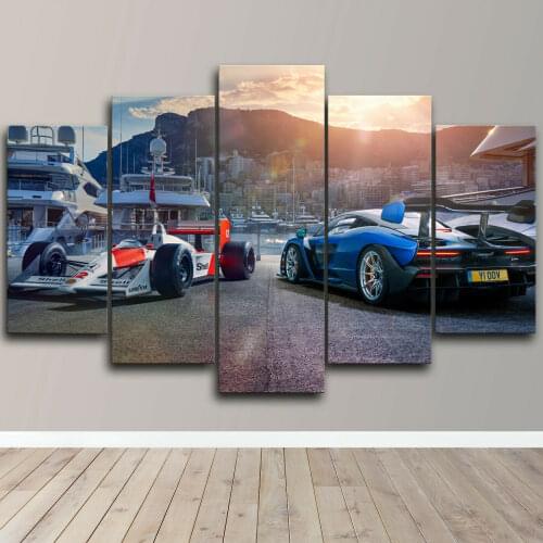 No Framed Canvas 5Pcs F1 Formula Racing Sports Car Wall Art Posters Pictures Paintings Home Decor for Living Room Decoration