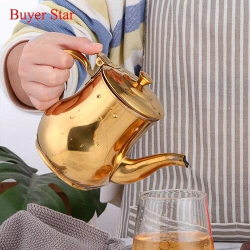500ML Multi-Used Gold ounce pot stainless steel teapot with filter Leak-proof coffee Pot Soy Sauce Vinegar Pots Kitchen utensil