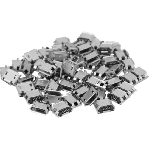60Pcs Micro-USB Type B Female 5 Pin SMT Placement SMD DIP Socket Connector