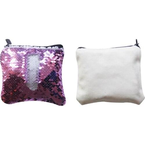 Free Shipping 10pcs/lot New style Sublimation Blank pocket Magical Sequins item Makeup Bags For Sublimation INK Print DIY Gifts