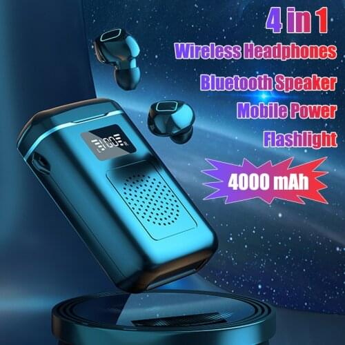 3 In 1 Wireless Bluetooth Headset 4000 mAh Charging Case With Speaker Function Bluetooth Speaker IPX7 Waterproof Sports Earbuds