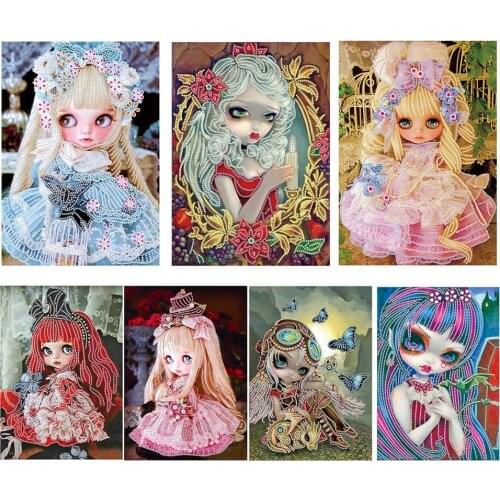 Big Eyed Doll Part Special-Shaped Drill Diamond Painting Mosaic Creative Cartoon Series Home Decoration Painting Gift Set 30x40