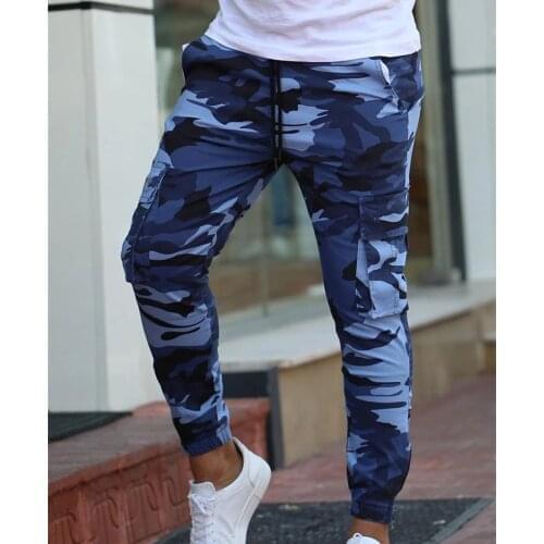 Color Camo Camouflage Cargo Pants 2019 Men Women Casual Streetwear Pockets Jogger blue Tactical Sweatpants Hip Hop Trouser