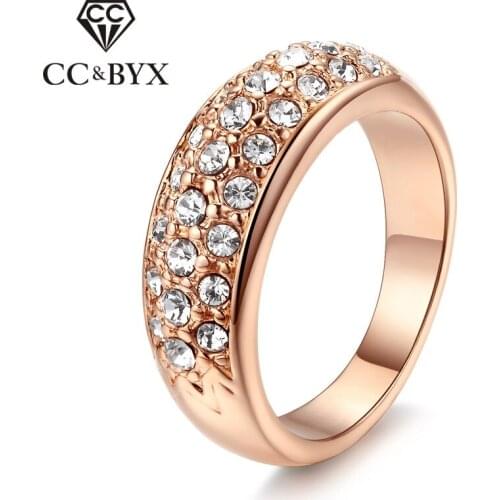 CC Jewelry Rings For Women Fashion Jewelry Rose Gold Color Classic Simple Design Bridal Wedding Ring Engagement Bijoux CC1026
