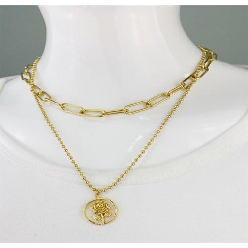 Europe and the United States INS retro rose exaggerated coarse chain double-layer Cubar chain hip hop neck chain short clavicle
