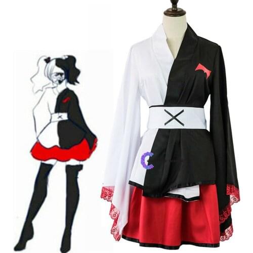Danganronpa Monokuma Cosplay Dress for Girls Dangan Ronpa Black White Bear Kimono Red Dress Anime Costume for Women Role Play