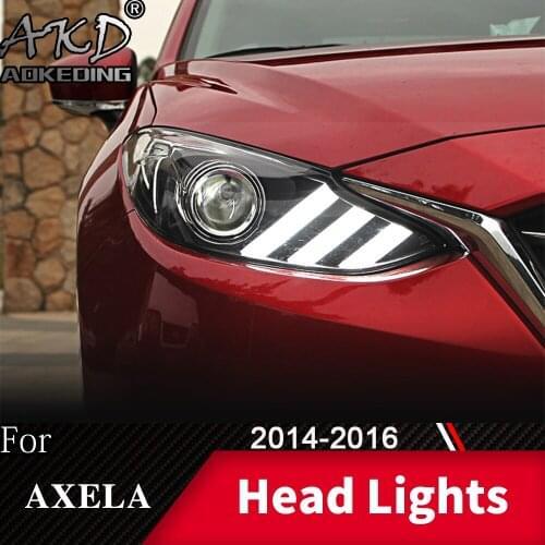 Head Lamp For Car Mazda 3 Axela 2014-2017 Headlights Fog Lights Day Running Light DRL H7 LED Bi Xenon Bulb Car Accessory