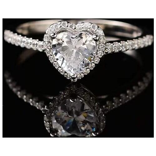 Heart Shape Moissanite Rings 1ct-2ct Carat White D Color Imitation Diamond S925 Sterling Silver Wedding Jewelry