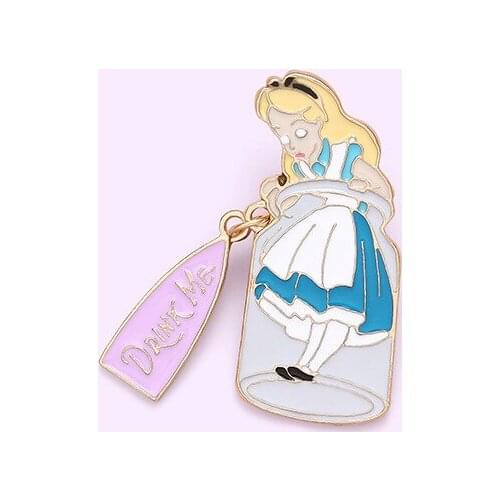 Pretty Girl In Glass Bottle Enamel Pin Cute Brooch Denim Jeans shirts bags Celebrated fashion Jewelry Gift for Friends Children