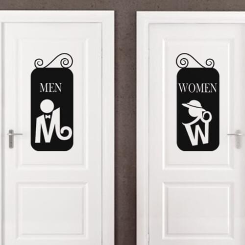 KUCADA Creative WC Men And Womens Toilet Sign Sticker Bathroom Vinyl diy Poster Home Decor Art Wall Sticker WP1814