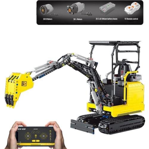 Follow Store =$2 Coupon RC Excavator City Engineering Remote Control Model Building Blocks Bricks Toys For Children Gifts