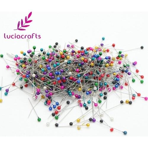 Lucia crafts 3.6cm random mixed Round Pearl Head Fixed needle Sewing needle Corsage dress fixed Sewing tools 200pcs J0117