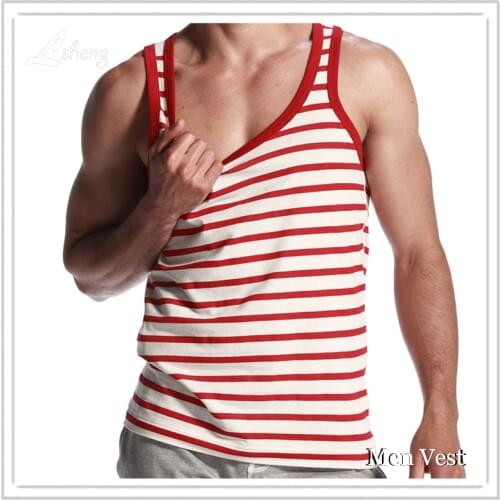 Men Striped Tank Top Male Stringers Sleeveless Top Tees Shirts Male Tank Top Singlets Mens Gasp Tank Shirt Muscle Casual Vest