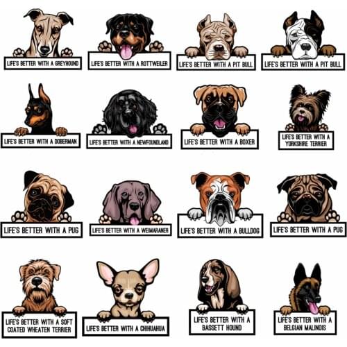 Cartoon Lifes Better With Dog Series Stickers Vinyl For Car Styling Auto Body Window Animal Bumper Colorful Stickers and Decals