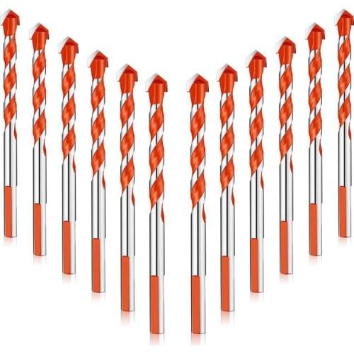 12 Pcs 6 mm Masonry Drill Bit Sets Triangular Handle Multifunctional Drill Bits Punching Drill Bits Set for Power Tools