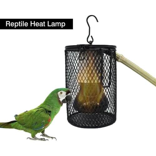 Pet Heated Lamp Scald Proof Ceramic Heating Lamp Set With Safety Cage Emitter Heat Lamp Pet Supplies Chickens Reptile Lamp