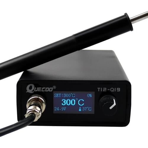 OLED T12-Q19 Soldering Station Electronic compatible AC/DC power with T12-P9 plastic handle and T12 iron tips