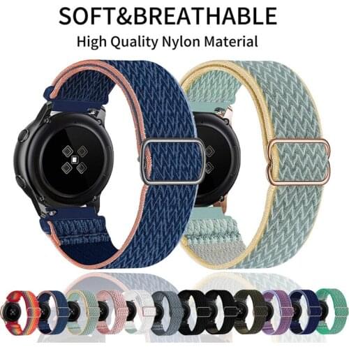 20mm/22mm Strap For Samsung Galaxy watch 3/Active 2/46mm/42mm/ Gear S3 Adjustable Elastic Nylon bracelet Huawei GT/2/2E/Pro band